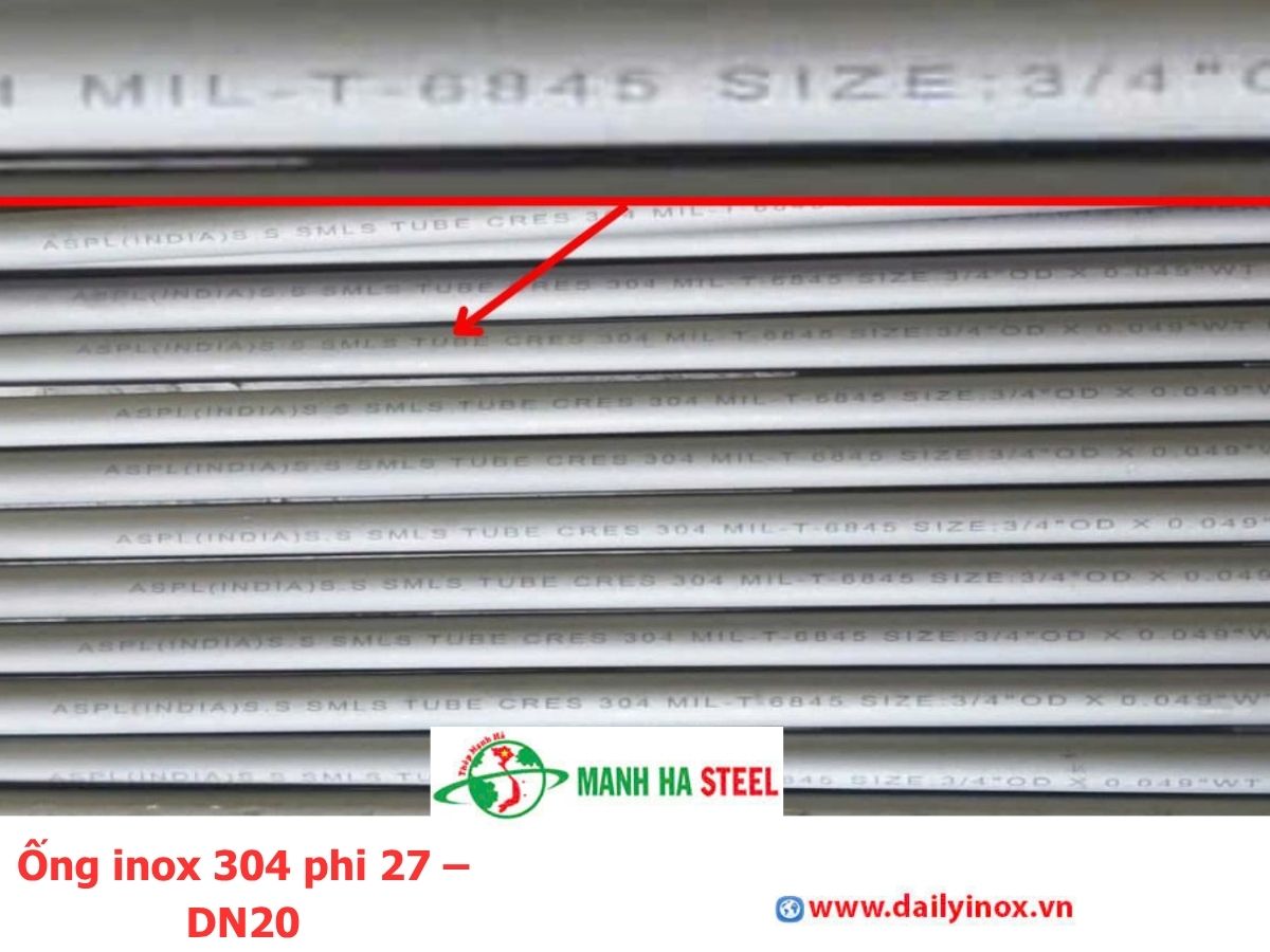 Ống inox 304 phi 27 – DN20