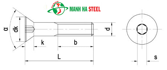 BU LÔNG LỤC GIÁC CHÌM ĐẦU BẰNG INOX 201, 304 DIN 7991
