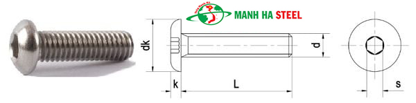 BU LÔNG LỤC GIÁC CHÌM ĐẦU CẦU DIN 7380