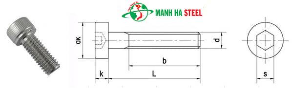 BU LÔNG LỤC GIÁC CHÌM ĐẦU TRỤ INOX 304, 201 DIN 912