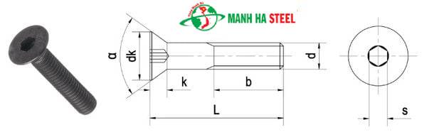 Bulông lục giác chìm bằng inox 304