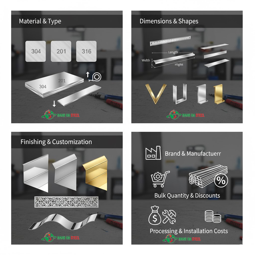 Các yếu tố ảnh hưởng đến giá nẹp inox trang trí