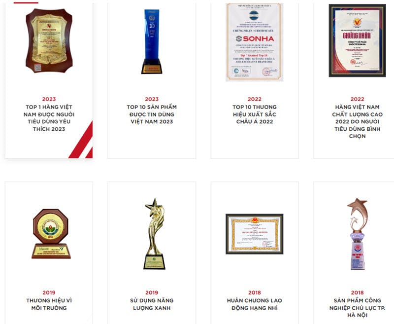 Chứng chỉ và giải thưởng