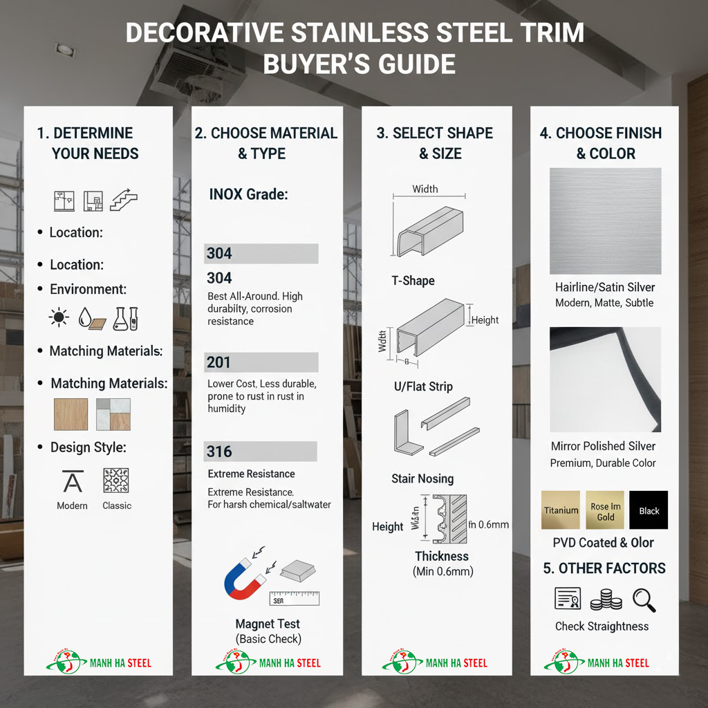 Hướng dẫn chọn mua nẹp inox trang trí đúng cách