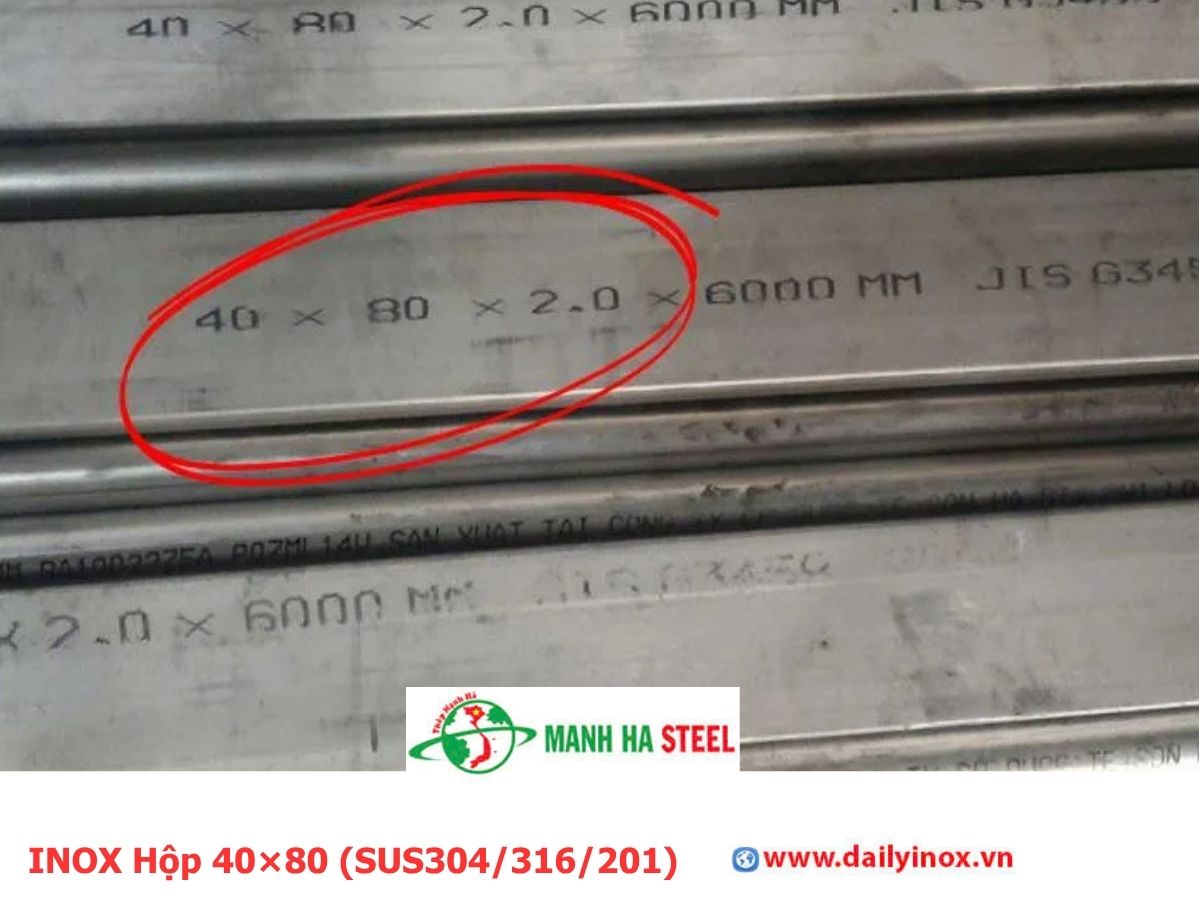 INOX Hộp 40×80 (SUS304/316/201)