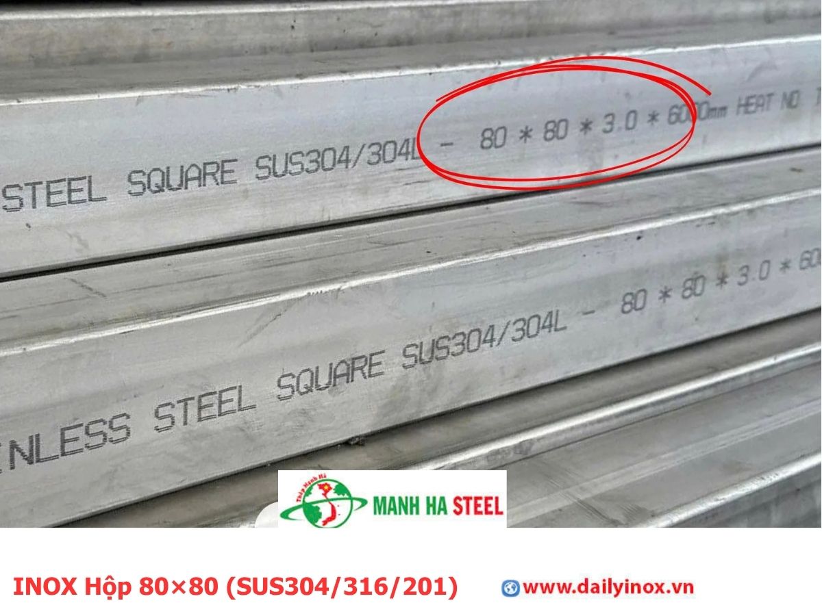 INOX Hộp 80×80 (SUS304/316/201)