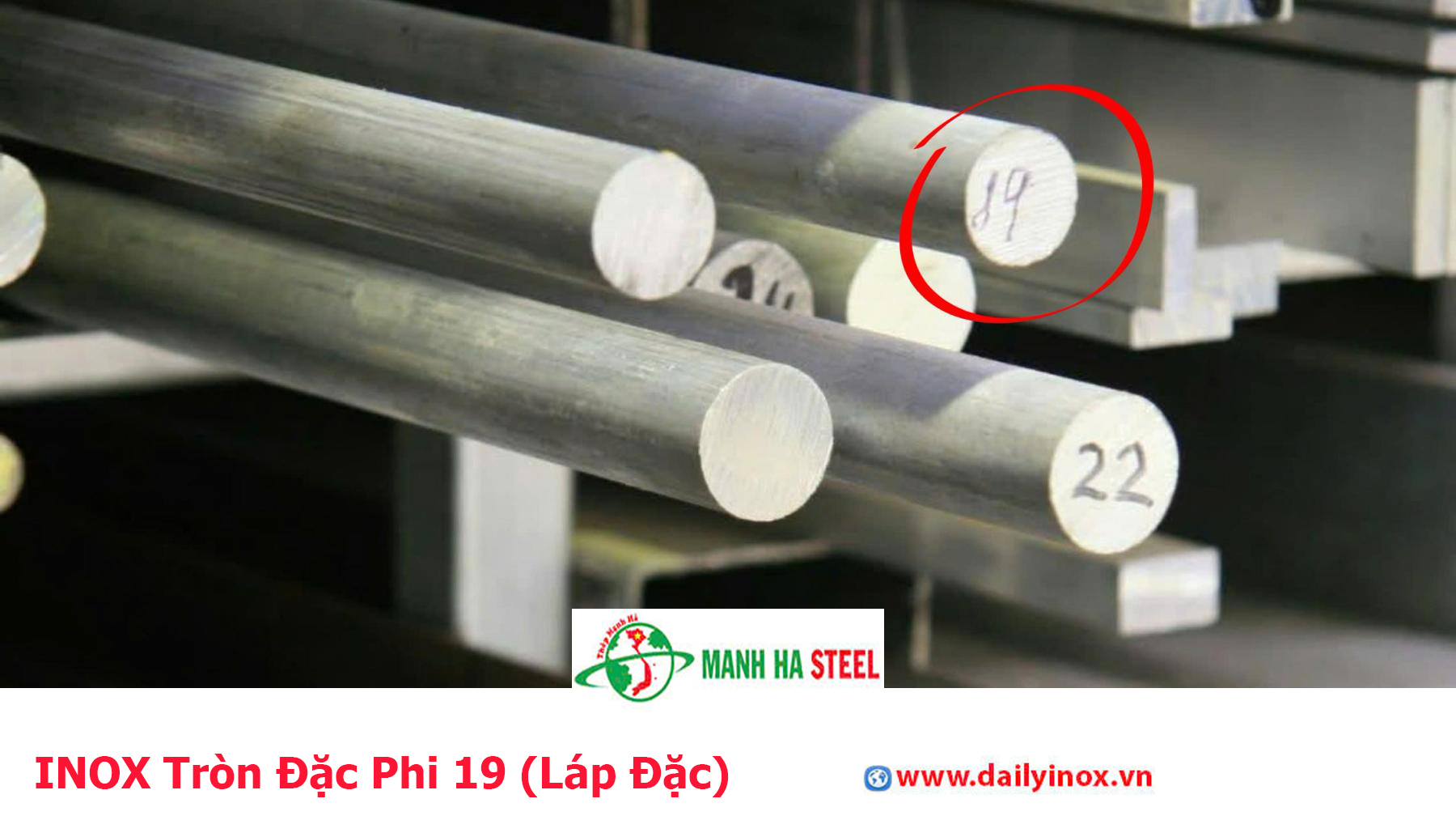 INOX Tròn Đặc Phi 19 (Láp Đặc)