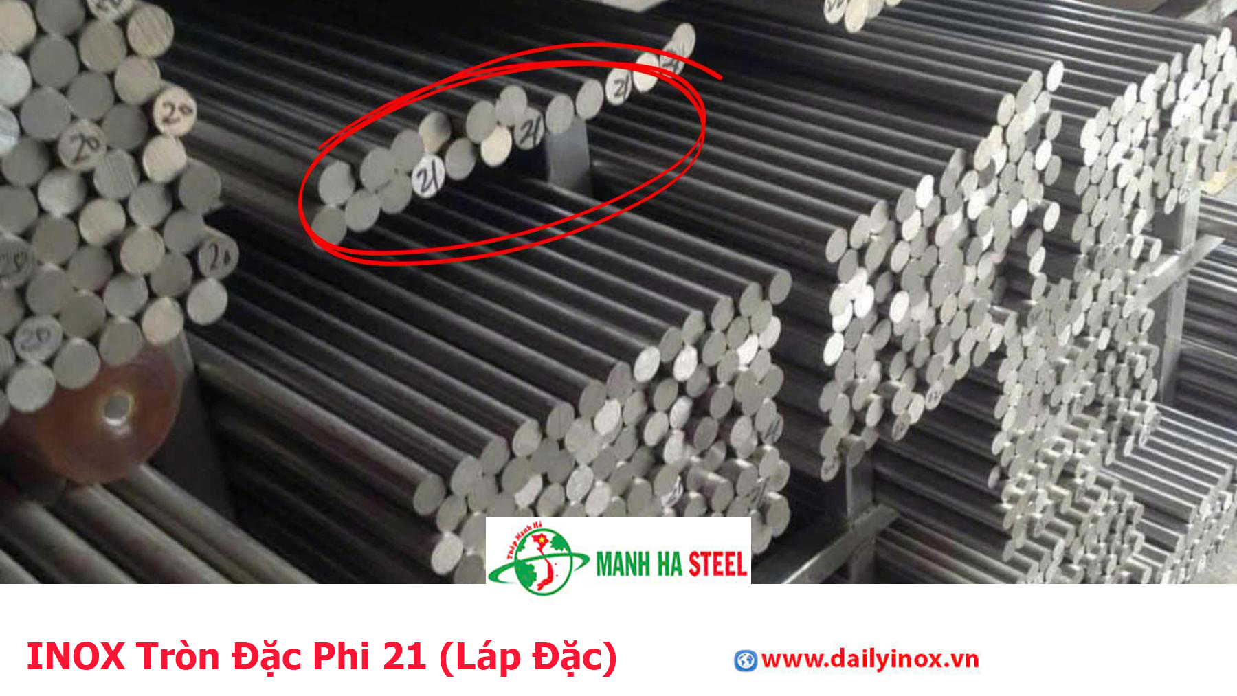 INOX Tròn Đặc Phi 21 (Láp Đặc)