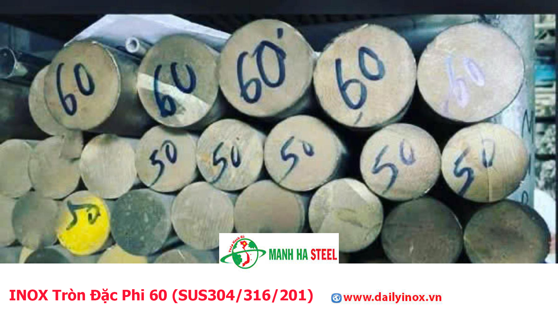 INOX Tròn Đặc Phi 60 (SUS304/316/201)
