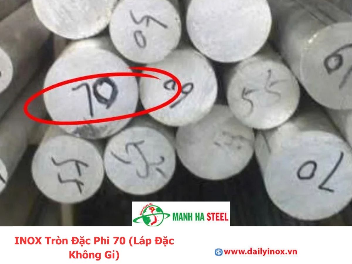 INOX Tròn Đặc Phi 70 (Láp Đặc Không Gỉ)