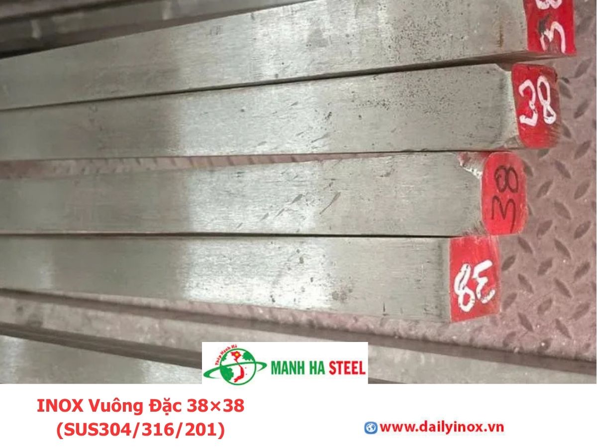 INOX Vuông Đặc 38×38 (SUS304/316/201)