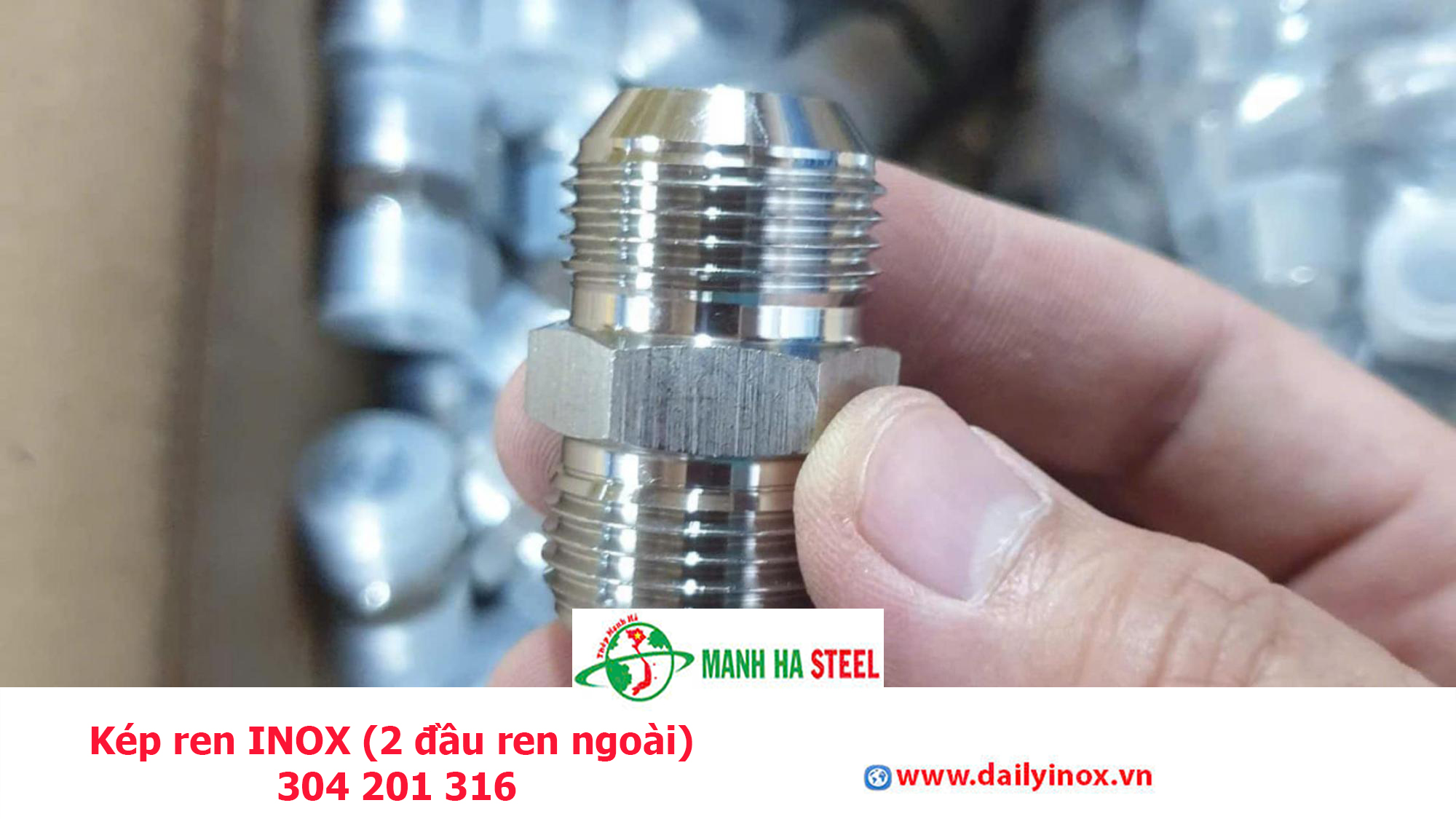 Kép ren INOX (2 đầu ren ngoài) 304 201 316