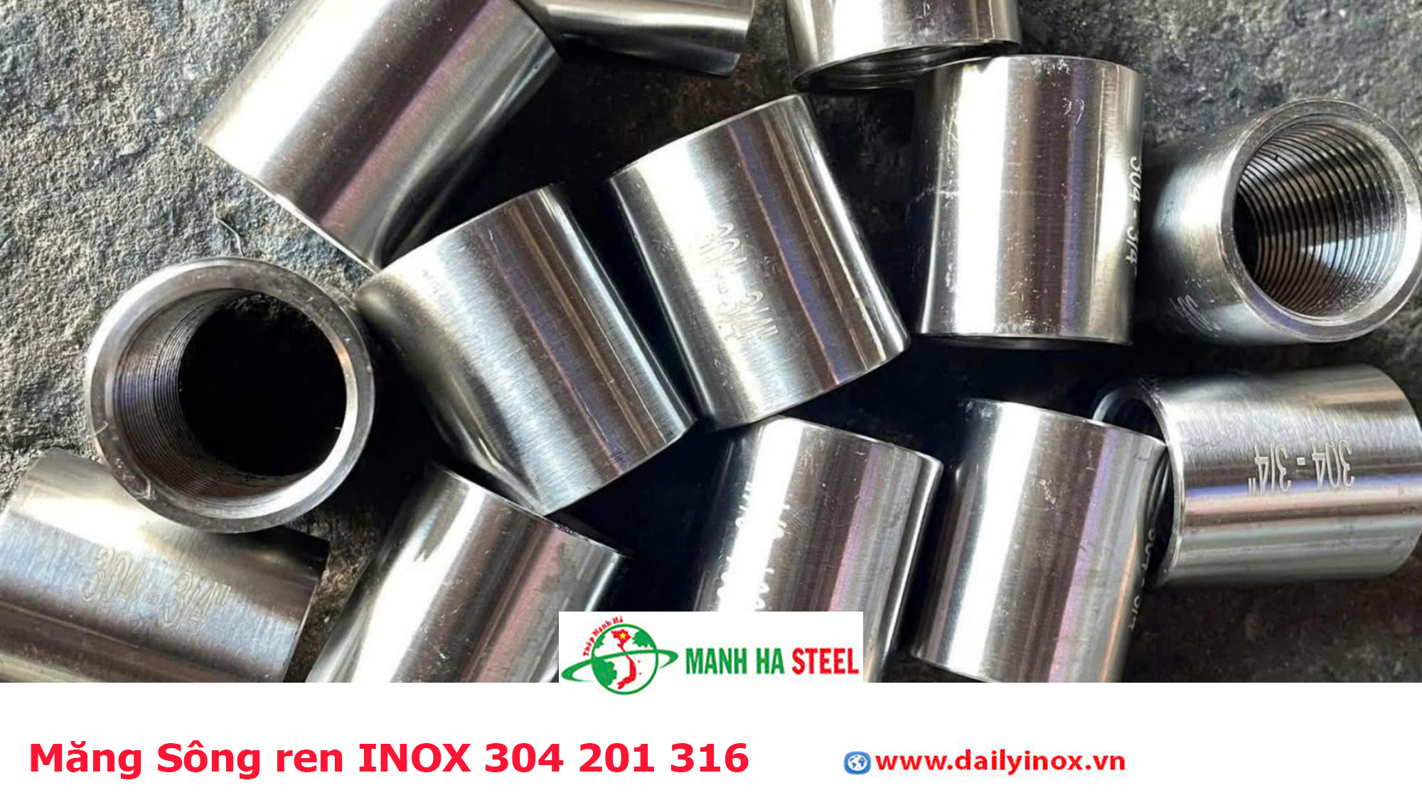 Măng Sông ren INOX 304 201 316