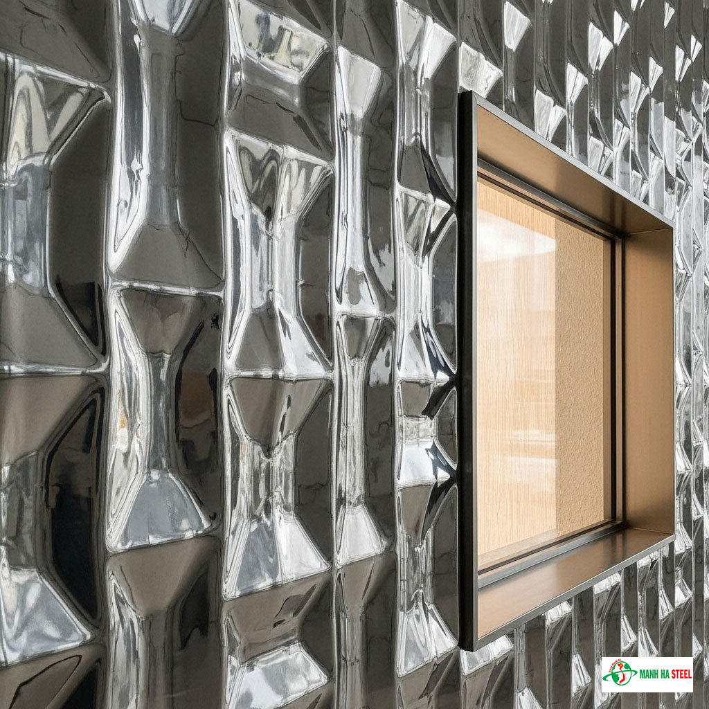 Mẫu chấn sóng cửa sổ inox hình chữ nhật