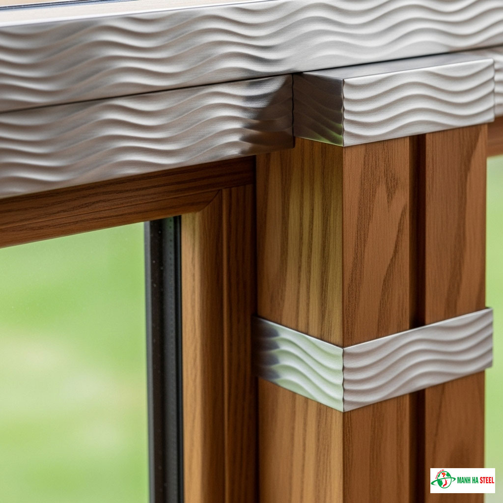 Mẫu chấn sóng cửa sổ inox kết hợp gỗ