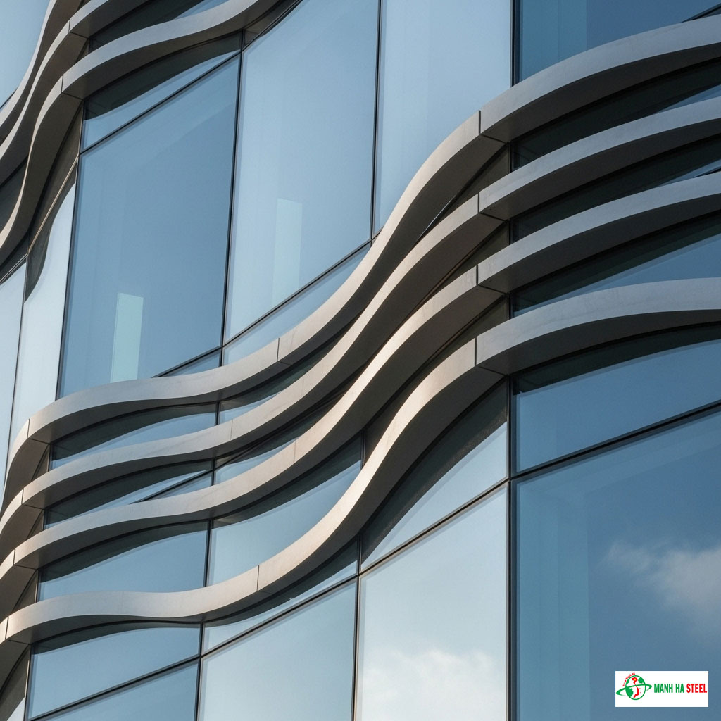 Mẫu chấn sóng cửa sổ inox kết hợp kính