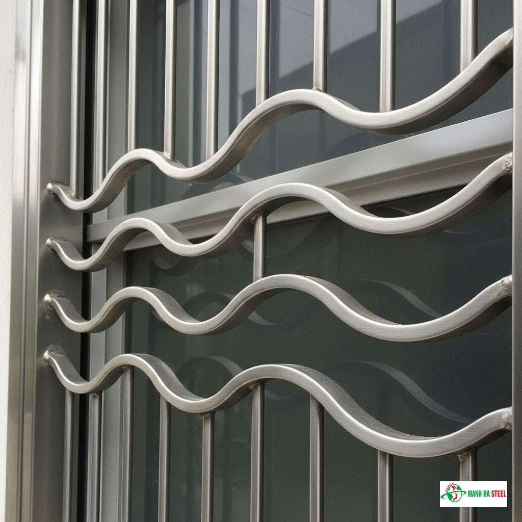 Mẫu chấn sóng cửa sổ inox nan dọc