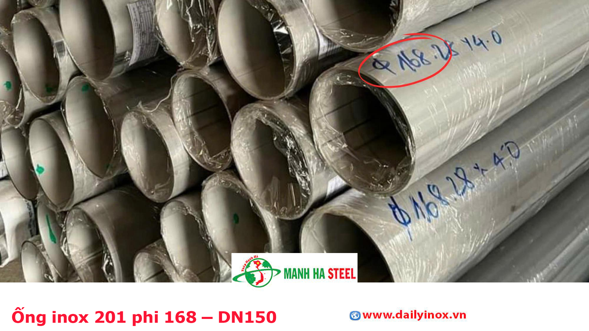 Ống inox 201 phi 168 – DN150