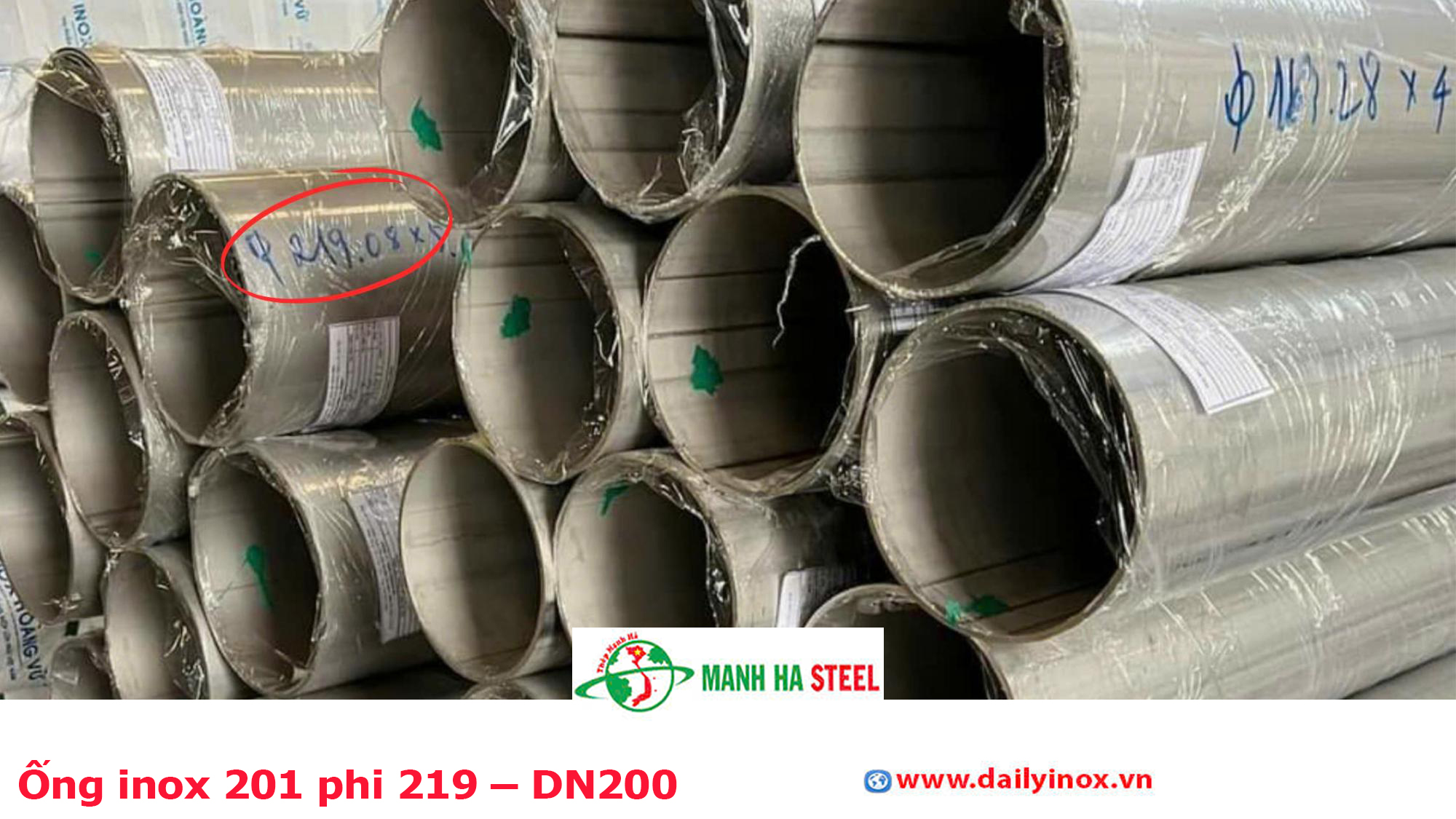 Ống inox 201 phi 219 – DN200