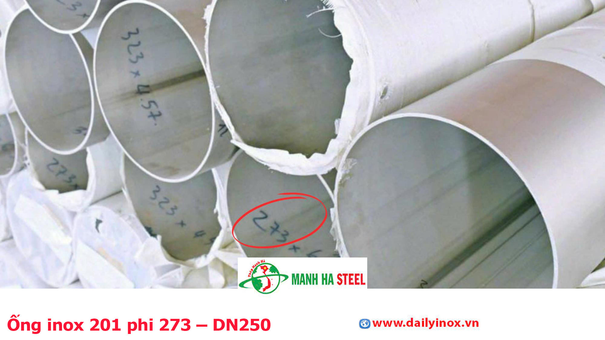 Ống inox 201 phi 273 – DN250