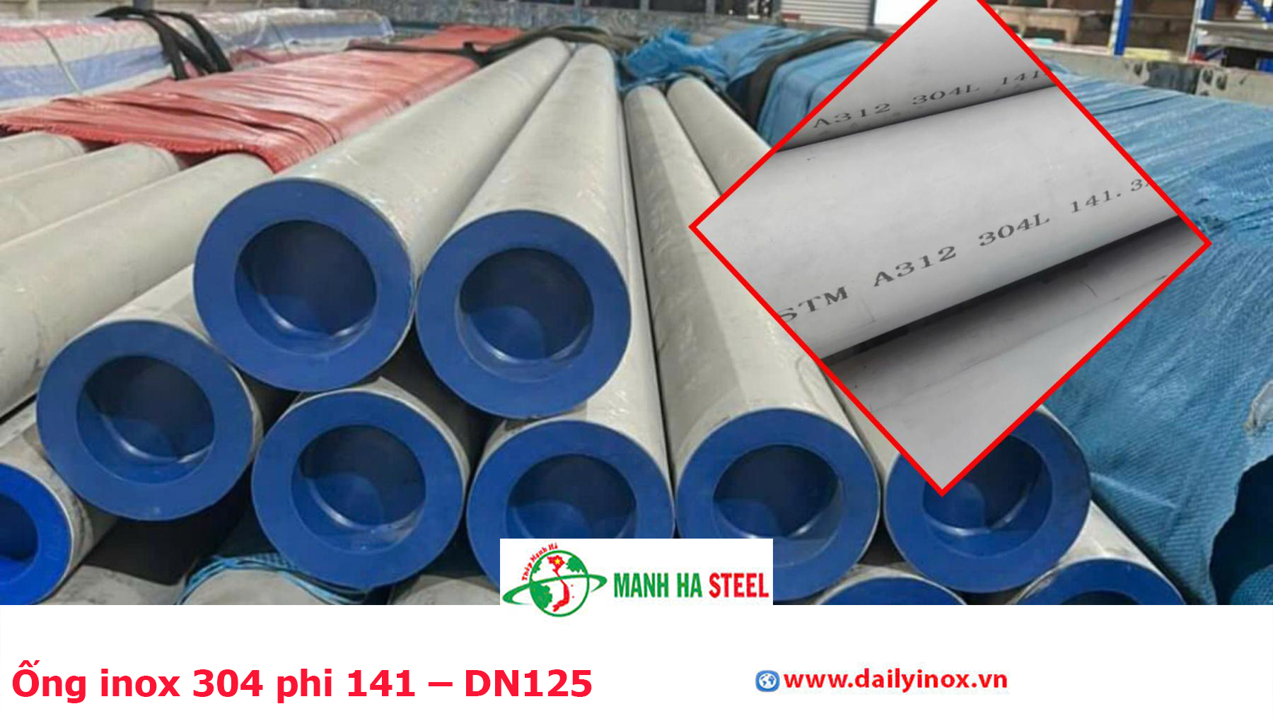 Ống inox 304 phi 141 – DN125