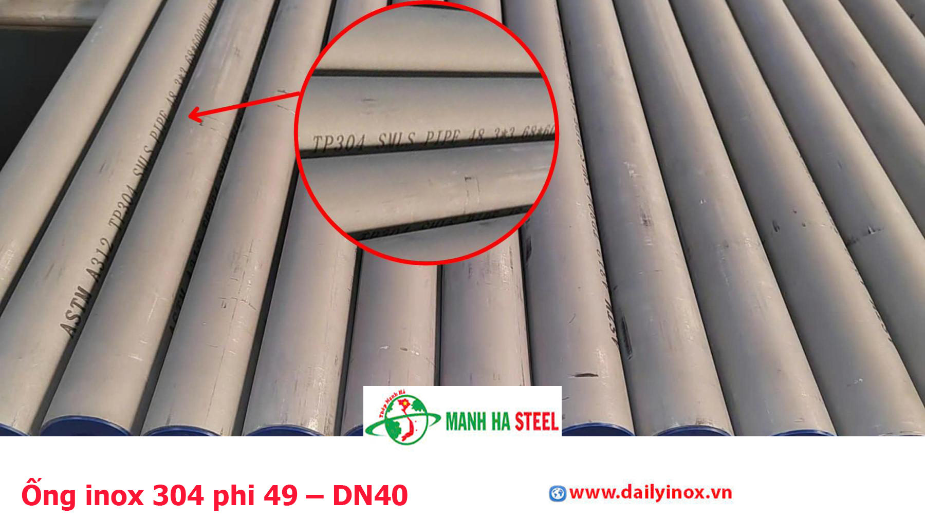 Ống inox 304 phi 49 – DN40