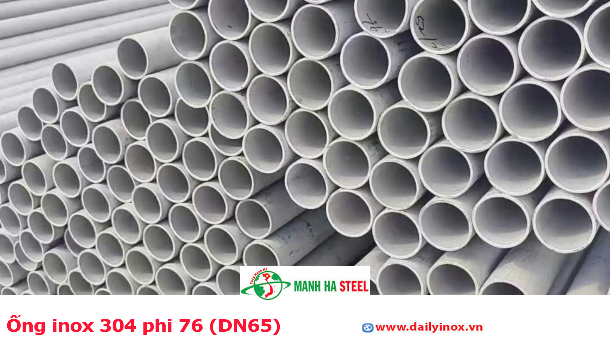 Ống inox 304 phi 76 (DN65)