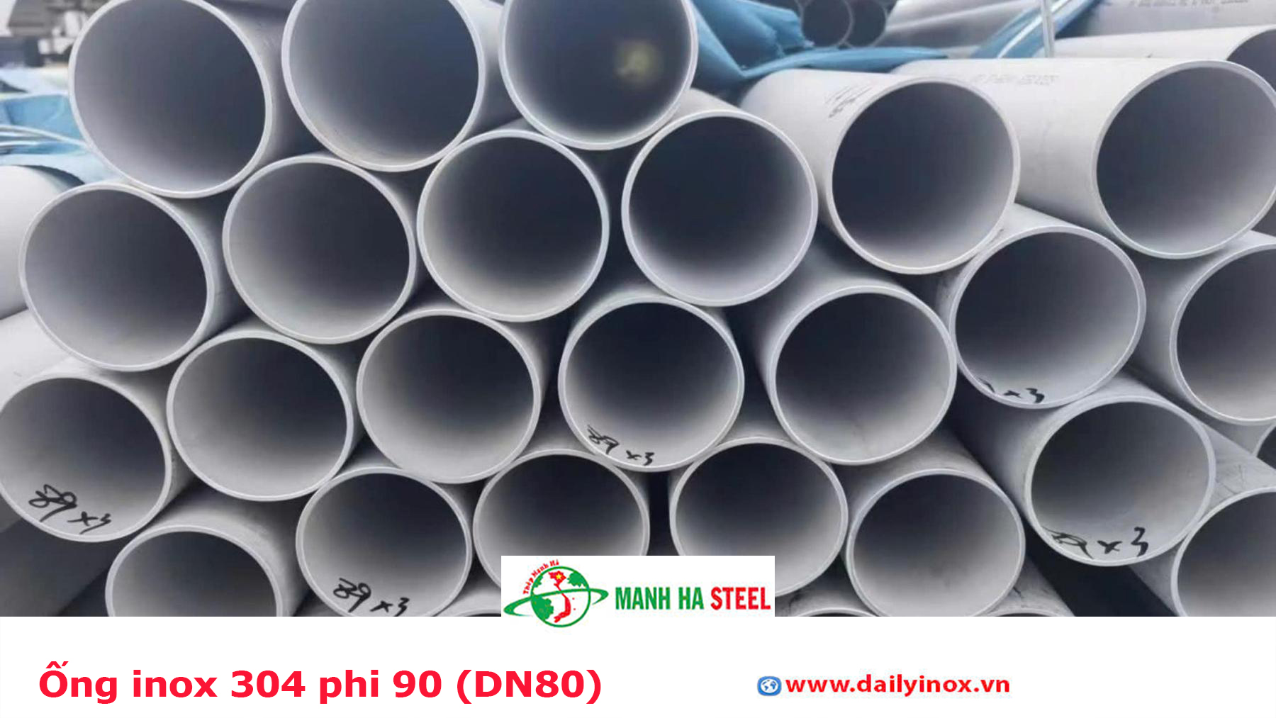 Ống inox 304 phi 90 (DN80)
