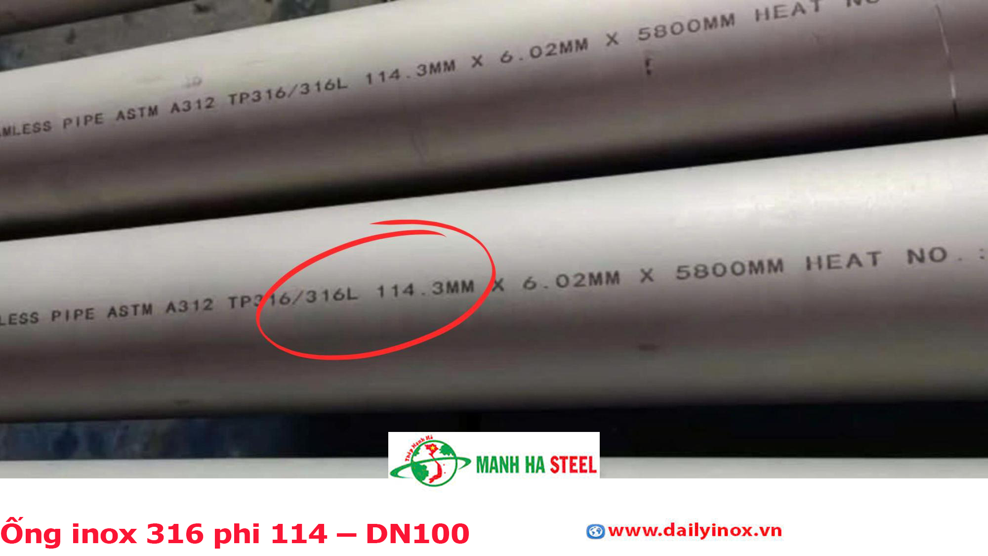 Ống inox 316 phi 114 – DN100