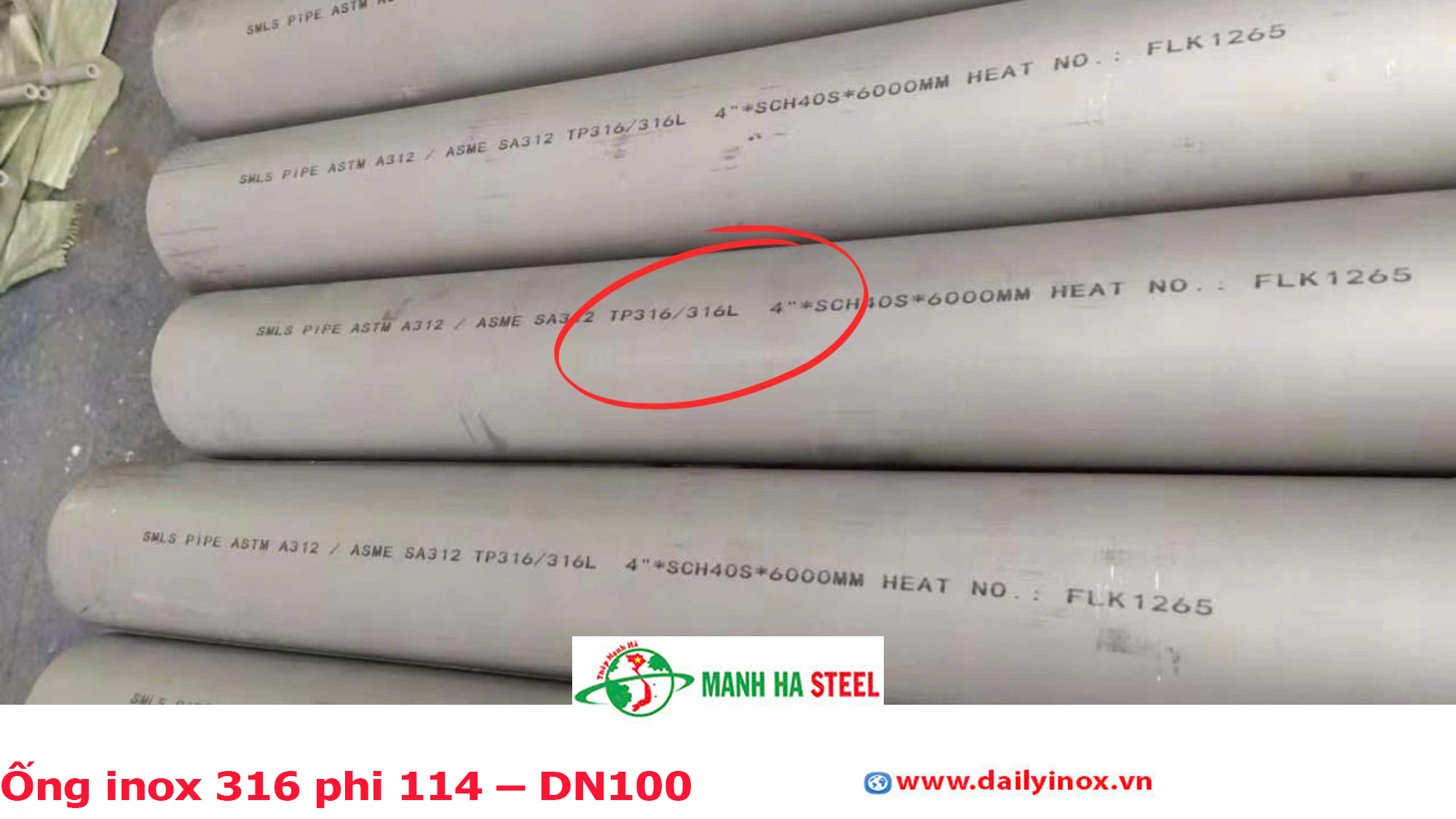 Ống inox 316 phi 114 – DN100