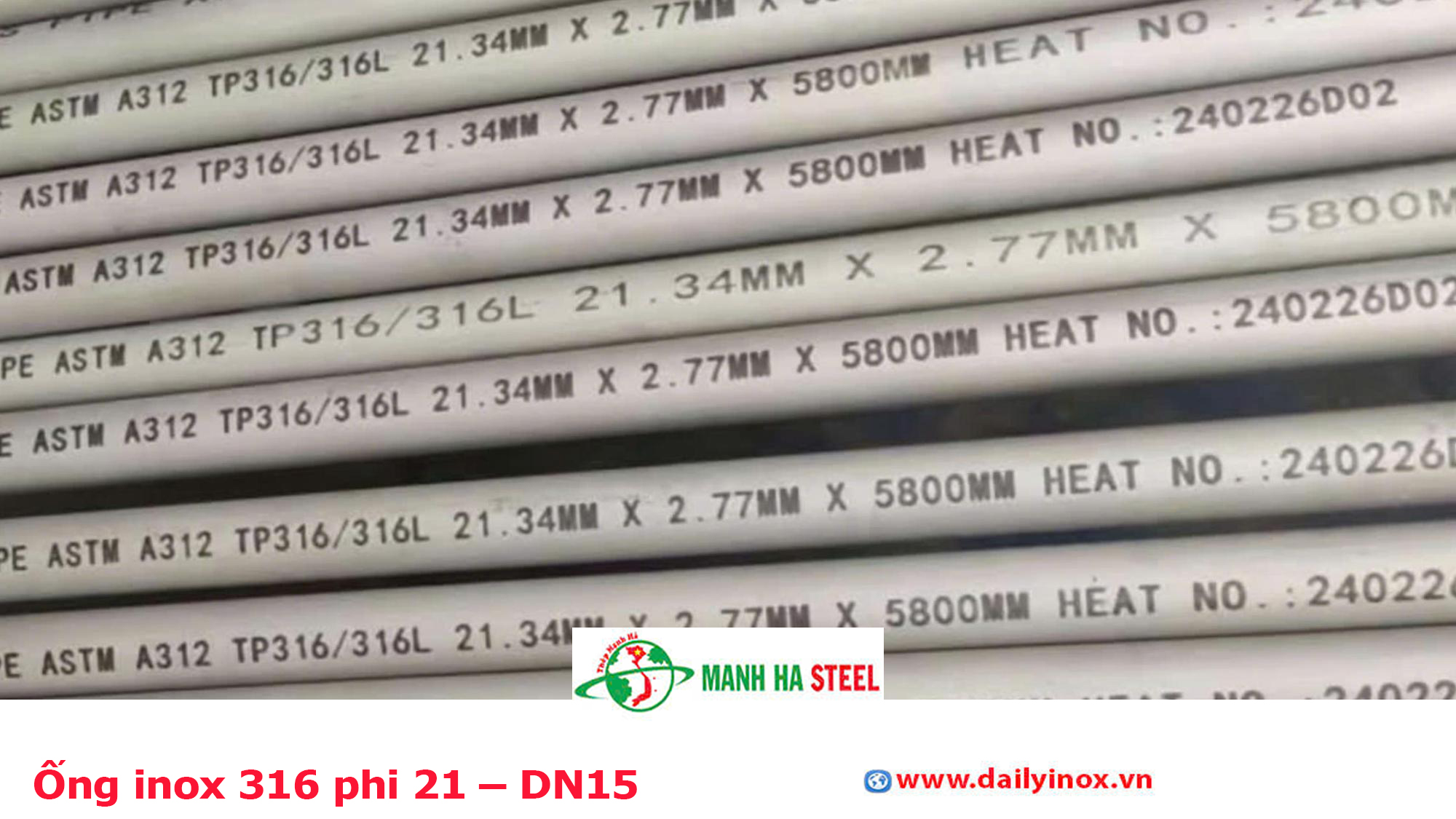 Ống inox 316 phi 21 – DN15