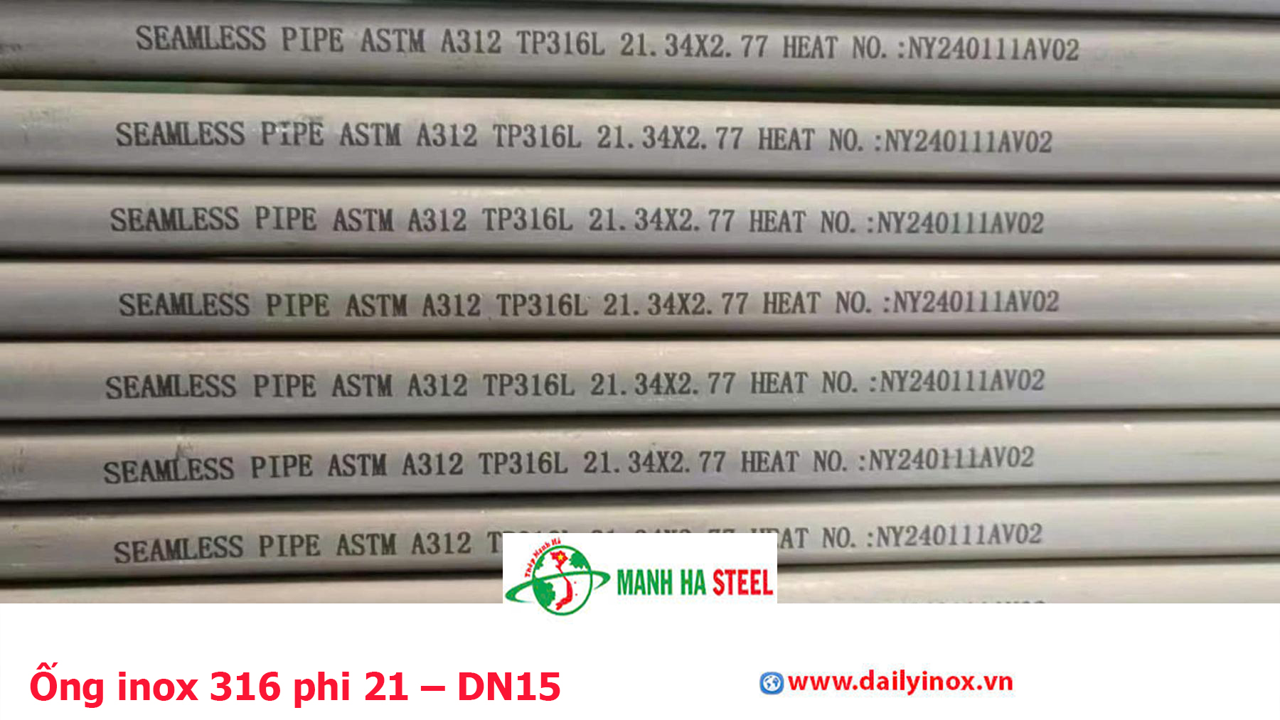 Ống inox 316 phi 21 – DN15