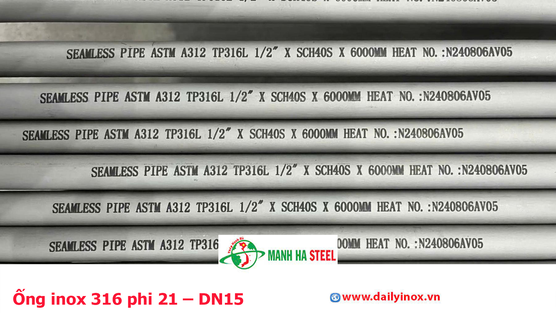 Ống inox 316 phi 21 – DN15