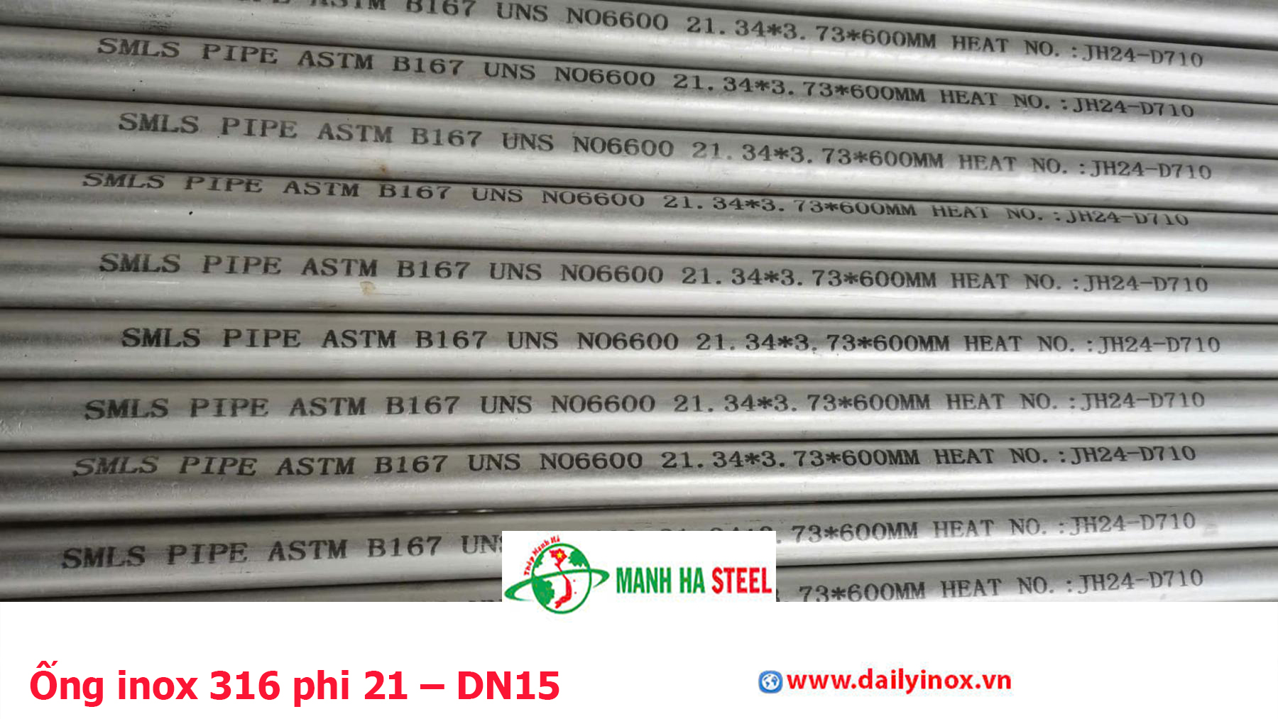 Ống inox 316 phi 21 – DN15