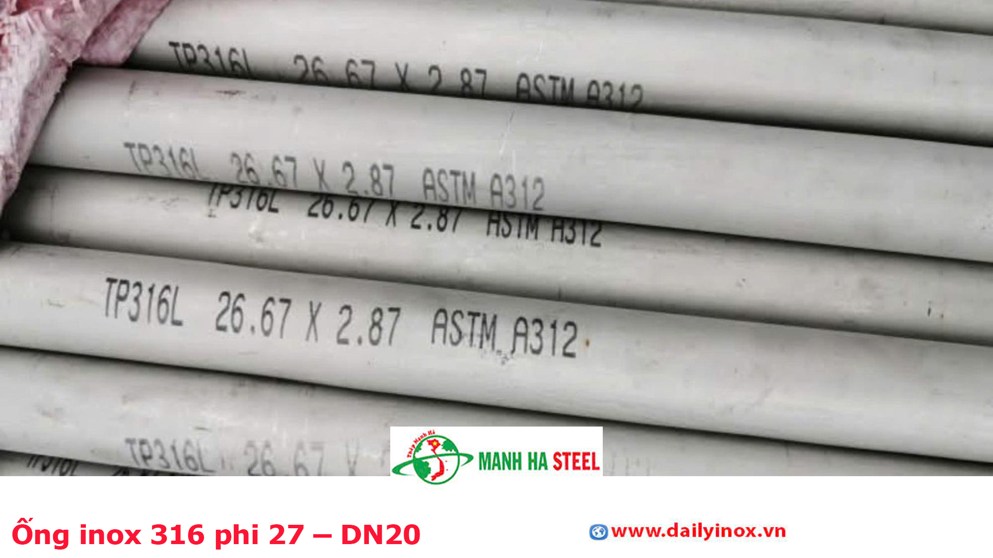 Ống inox 316 phi 27 – DN20