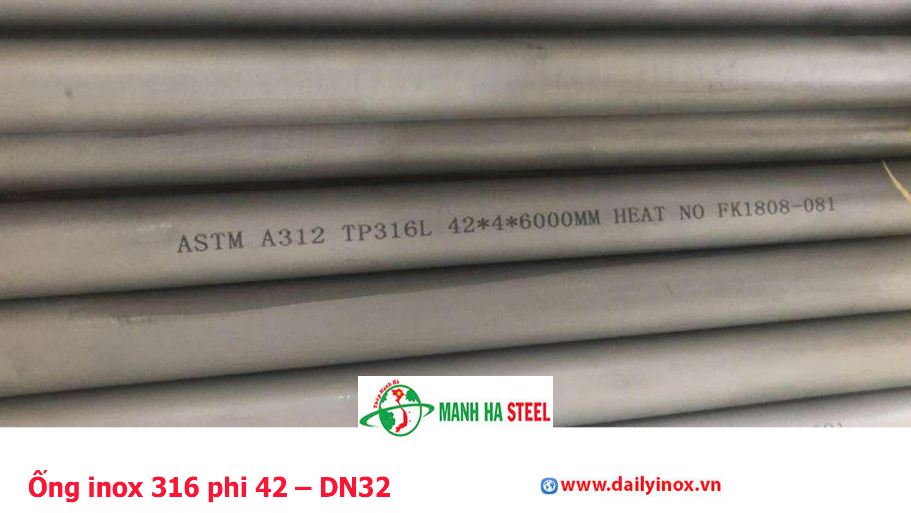 Ống inox 316 phi 42 – DN32