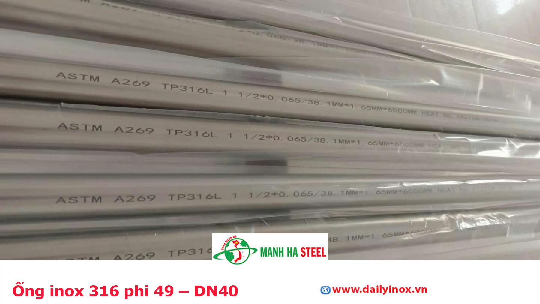 Ống inox 316 phi 49 – DN40
