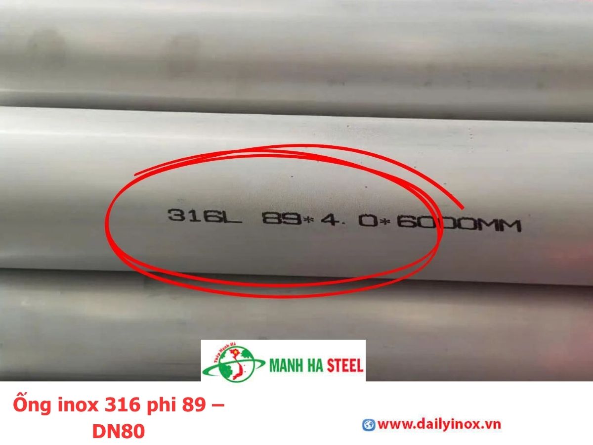 Ống inox 316 phi 89 – DN80