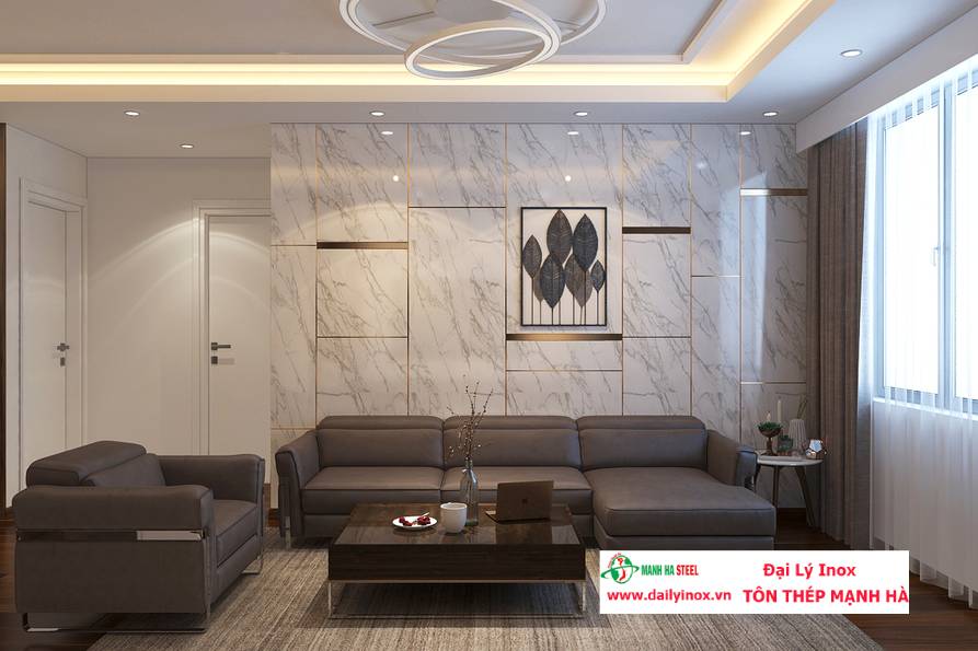 15+ mẫu vách ốp tường trang trí phòng khách đẹp, hiện đại 2025