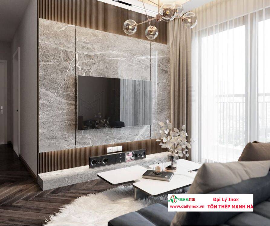 15+ mẫu vách ốp tường trang trí phòng khách đẹp, hiện đại 2025