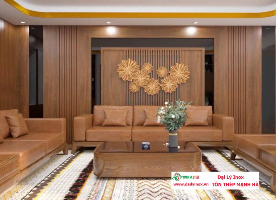 15+ mẫu vách ốp tường trang trí phòng khách đẹp, hiện đại 2025