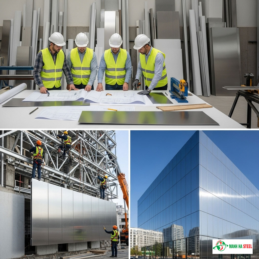 Quy trình thi công mặt dựng inox