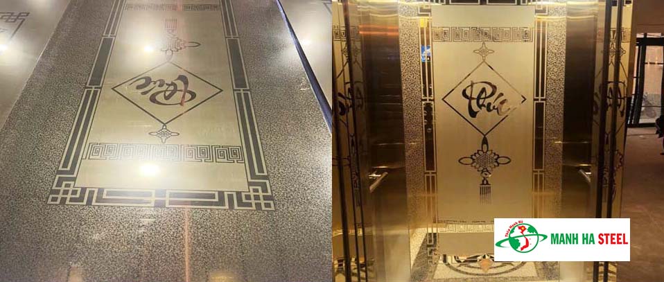 Tấm inox hoa văn cabin thang máy