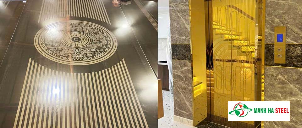 Tấm inox hoa văn cabin thang máy