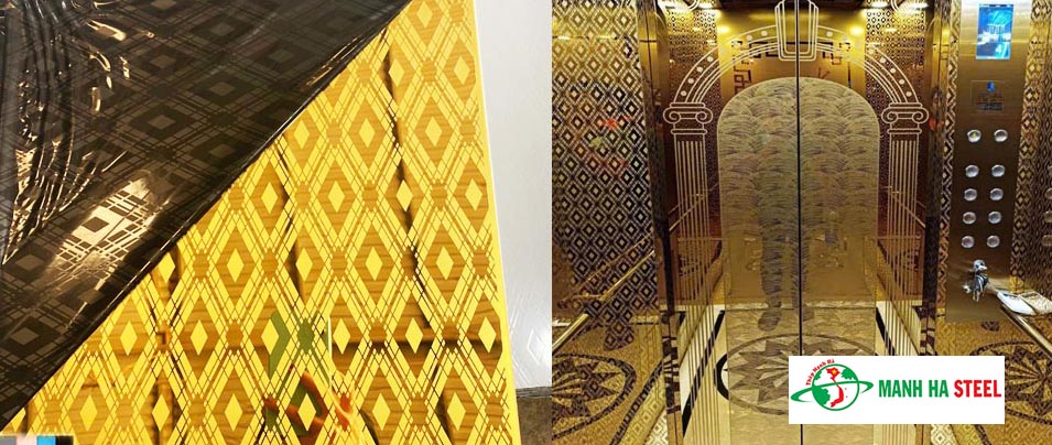 Tấm inox hoa văn cabin thang máy