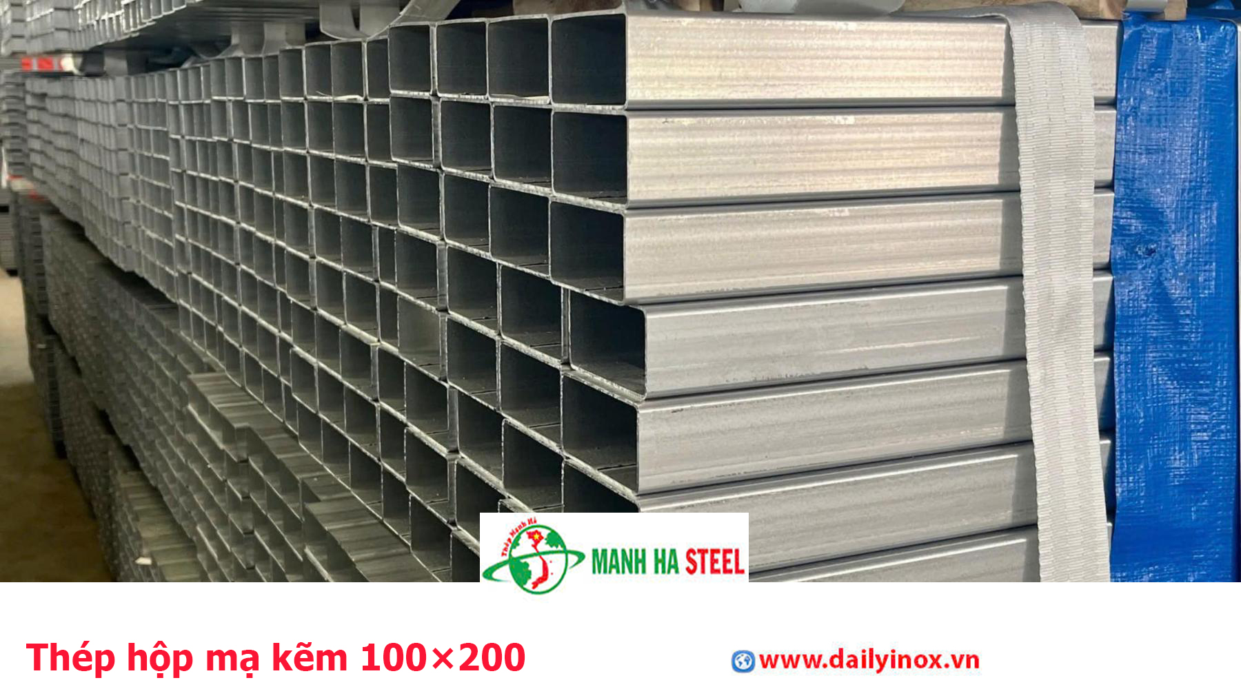 Thép hộp mạ kẽm 100×200