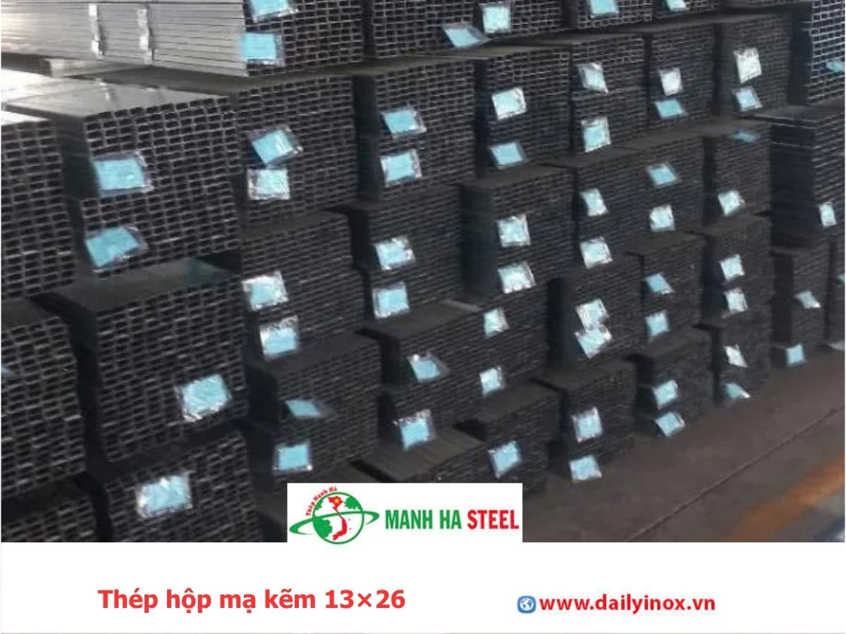 Thép hộp mạ kẽm 13×26