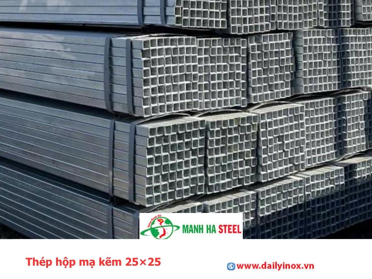 Thép hộp mạ kẽm 25×25