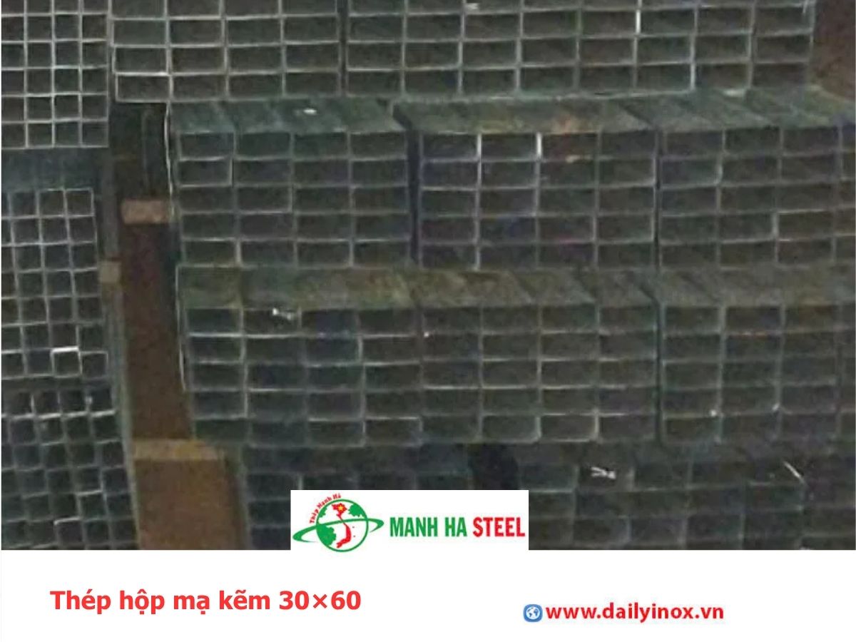 Thép hộp mạ kẽm 30×60