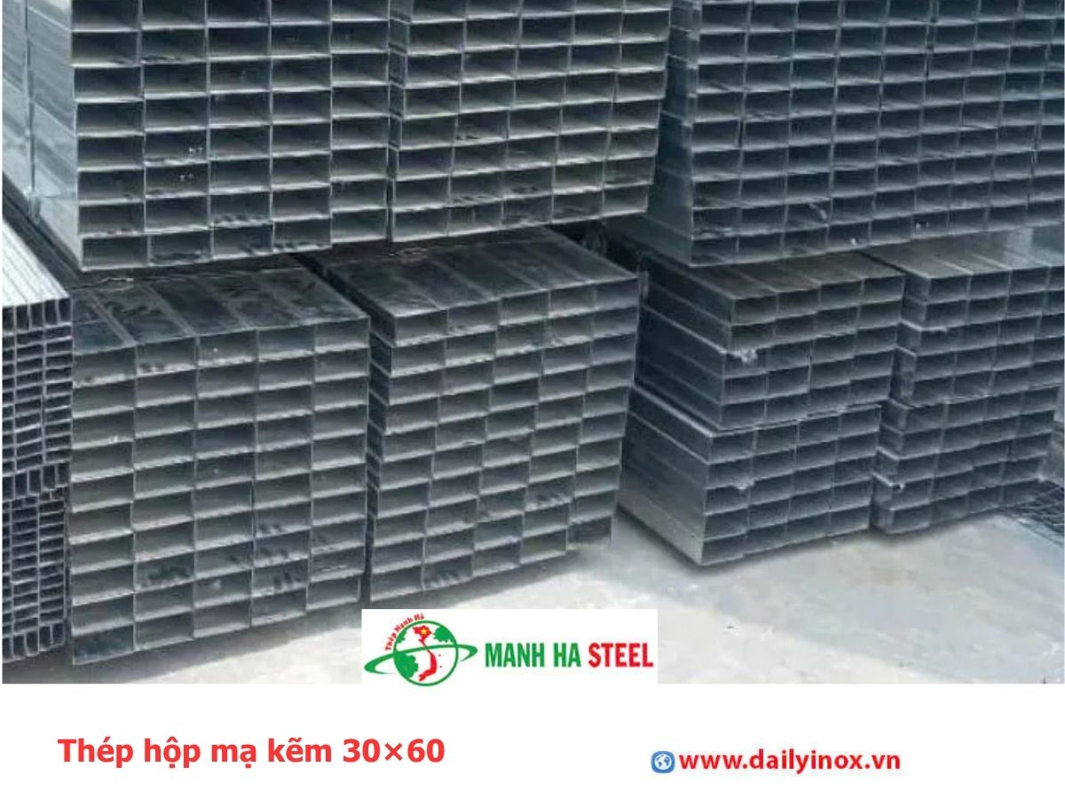 Thép hộp mạ kẽm 30×60